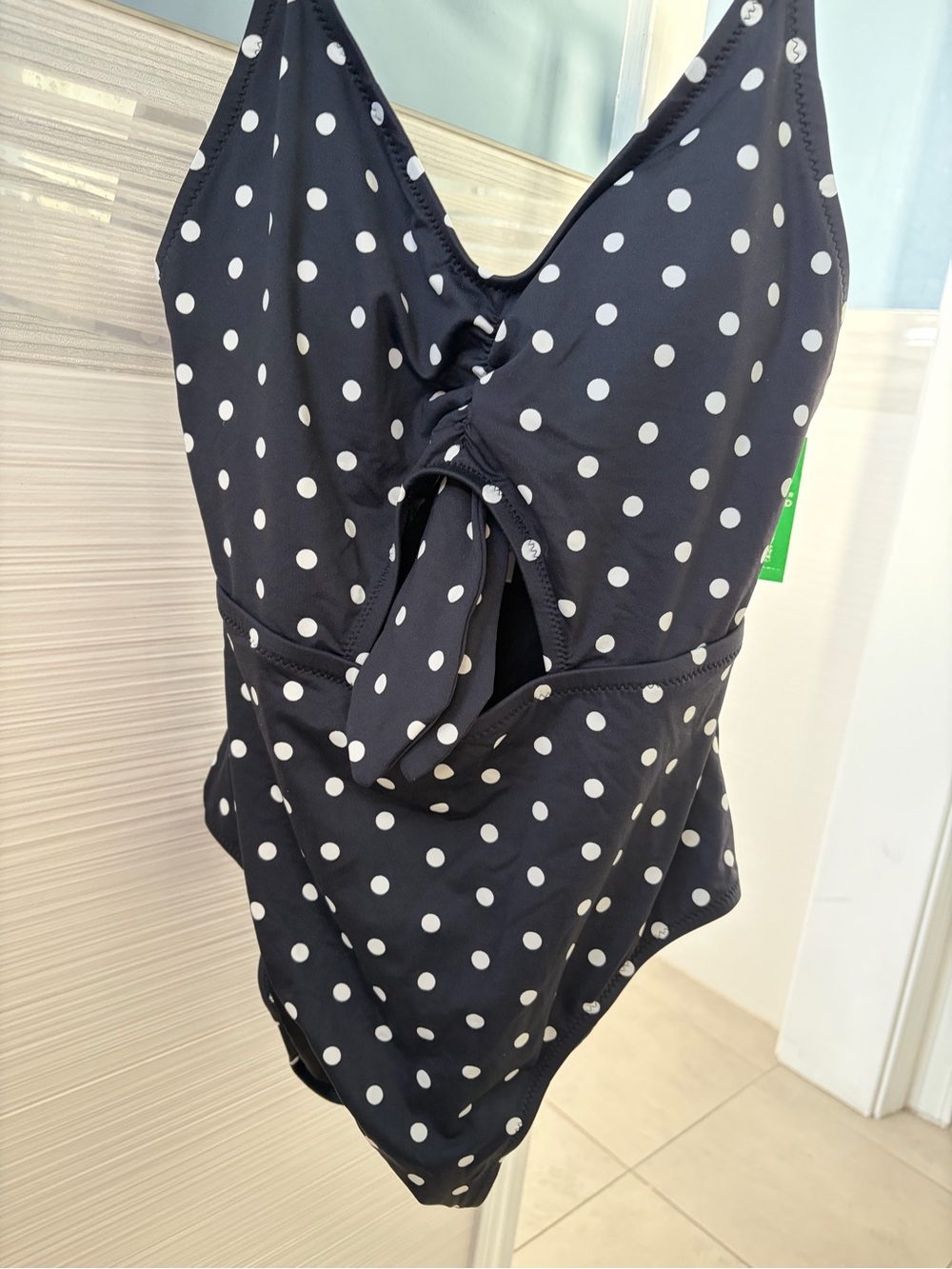 GAP Black and White Polka Dot Tie-Front One-Piece Swimsuit